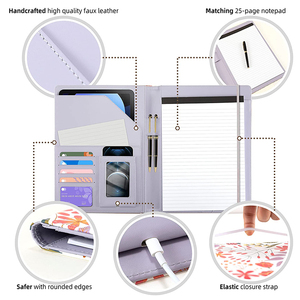 Purple Padfolio with Clipboard <strong>A4</strong> Leather <strong>Conference</strong> <strong>Folder</strong> Business <strong>Folders</strong> for Documents Refillable Lines <strong>Notepad</strong> and Pockets - Product Image 4