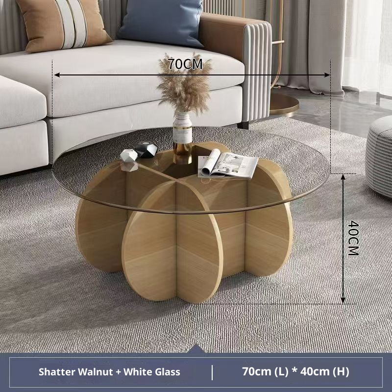 Transparent glass + Oak-colored base