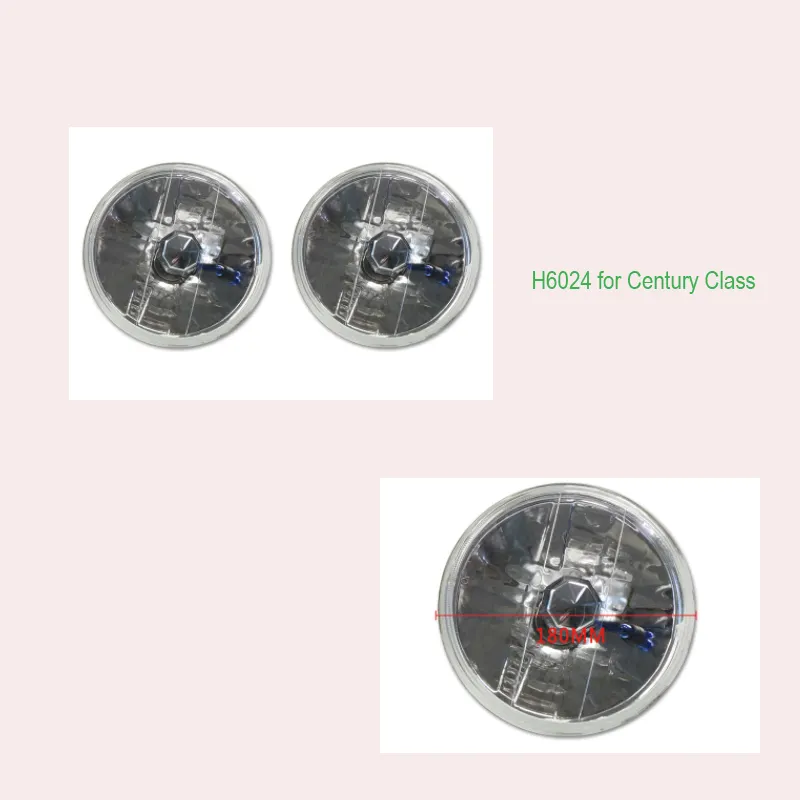 7 inch Round Diamond Cut Headlight Clear Lens Glass Auto Headlight Conversion H6024 W/ H4 Bulbs
