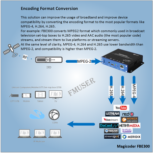 Fmuser FBE-300 H264 H265トランスコーダープレックスハードウェアビデオ変換awsエラスティックトランスコーダー - Product Image 4