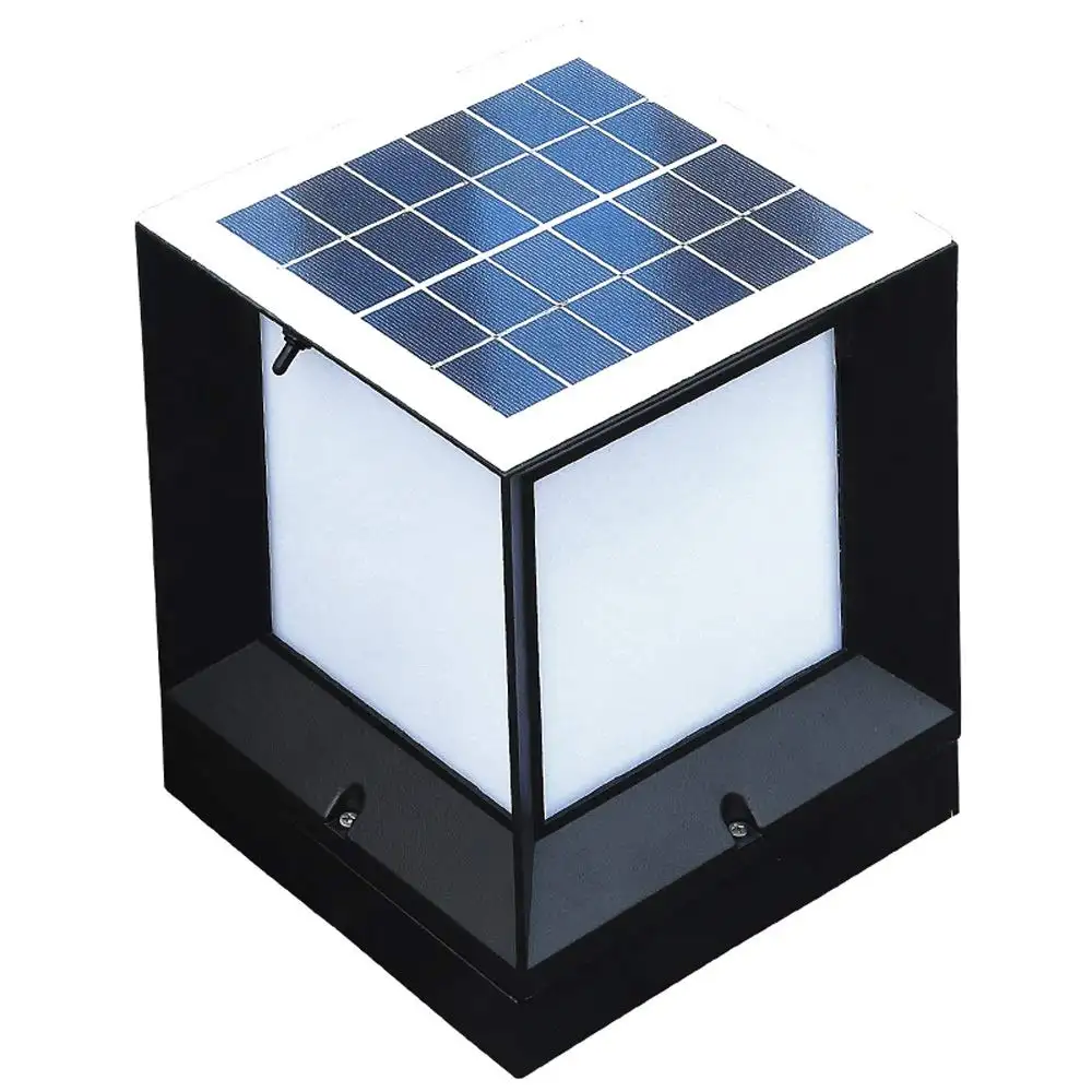 Case Iron Main Lamp Outdoor 3W Square Shape Solar Gate Post Tiのop LightためGarden