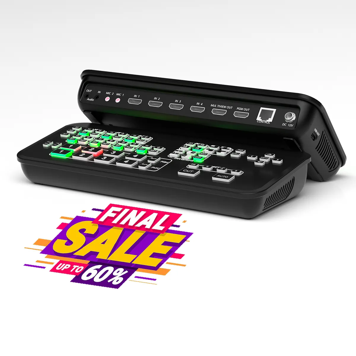 RGB một cú nhấp chuột Chroma đa định dạng HDMI Video Mixer ghi âm sản xuất trực tiếp chuyển đổi 4K Mini live streaming video Switcher