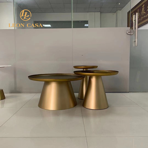 Luxury <strong>3</strong> Piece Nordic Minimalist Metal Coffee <strong>Table</strong> in Steel Gold Round Side <strong>Table</strong> Chrome Coffee <strong>Table</strong> <strong>Set</strong> - Product Image 1