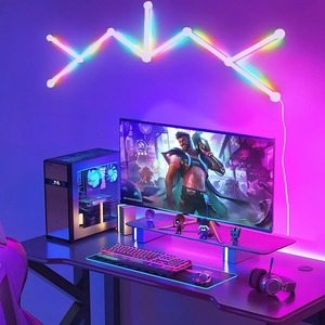แถบไฟ LED อัจฉริยะ RGB สำหรับตกแต่งบ้าน9ส่วนร่อนไฟติดผนังซิงค์เพลงสำหรับห้องนั่งเล่นการเล่นเกมที่ทันสมัย - Product Image 1