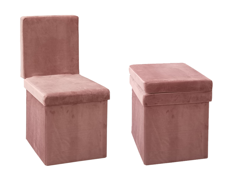 folding pouf ottoman storage ottoman with backrest  collapsible chair 38*38*45cm
