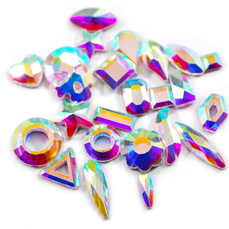 Sewing Accessories AB Color Rhinestones Glass Hot Fix Diamond Crystal Stone For DIY Clothing Decorations 50Pcs/Bag