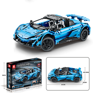 Công nghệ Powered khối xây dựng RC thể thao màu xanh xe mô hình câu đố lắp ráp giáo dục gạch khối bé trai người lớn đồ chơi (1886pcs) - Product Image 2