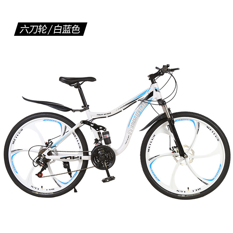 white and blue-six-blade integrated wheel