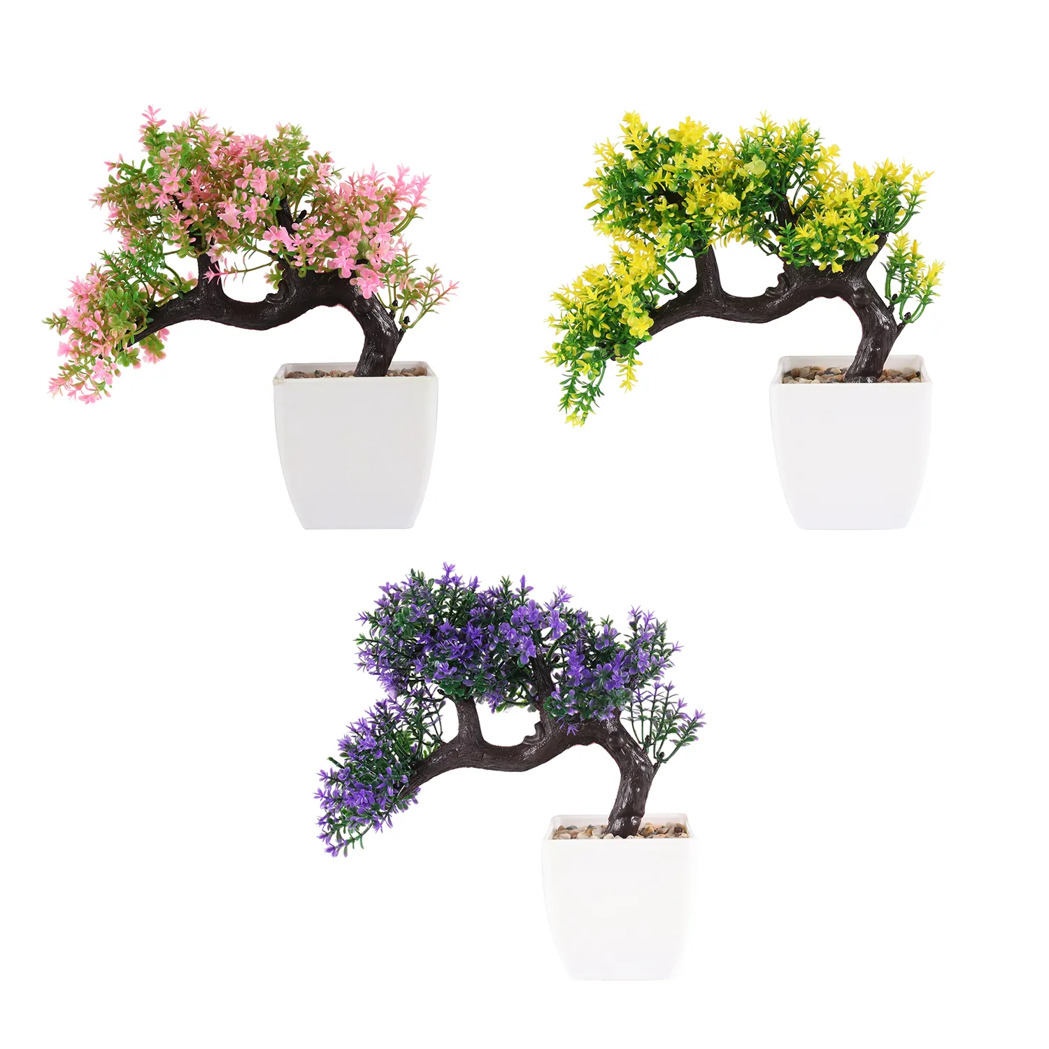 Mini árvore de bonsai artificial para decoração, mini plantas falsas de plástico, plantas de grama artificial para decoração de mesa, casa
