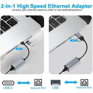 USB ve tip-c 2-in-1 Ethernet adaptörü evrensel uyumluluk fonksiyonu ile 100Mbps 1000Mbps USB RJ45 Mini ağ kartları - Product Image 5
