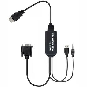 <strong>VGA</strong> to <strong>HDMI</strong> <strong>Adapter</strong> Cable with Audio for Connecting Old PCLaptop with a <strong>VGA</strong> <strong>Output</strong> to New Monitor Display HDTV with <strong>HDMI</strong> Is in Promotion - Product Image 1
