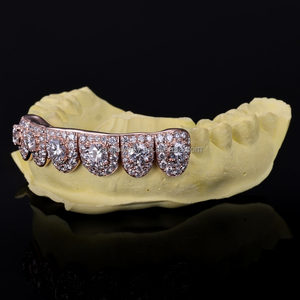 Tùy chỉnh dưới 6 Rose S925 Bạc 10k 14k vàng rắn grillz Iced out vvs moissanite phòng thí nghiệm Grown kim cương grillz cho nam giới phụ nữ - Product Image 2