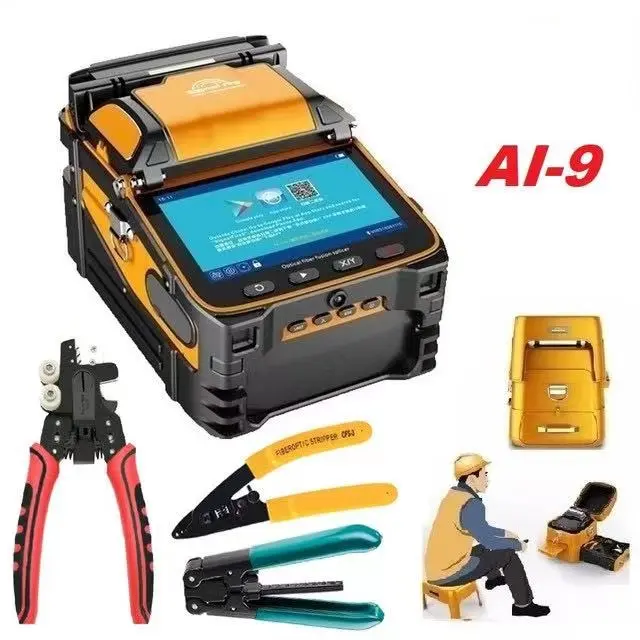 AI-9 otomatik SM & MM çoklu dil akıllı FTTH Fiber optik ekleme makinesi optik Fiber füzyon Splicer 5s ile ekleme