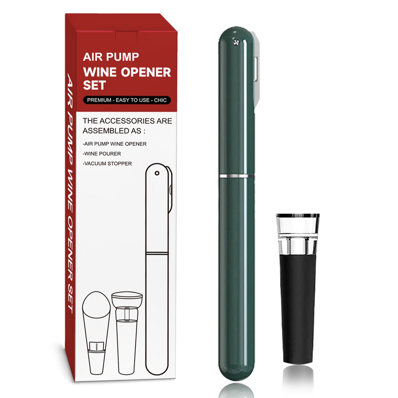 Ensemble 2 pièces-bouteille en forme de stylo vert
