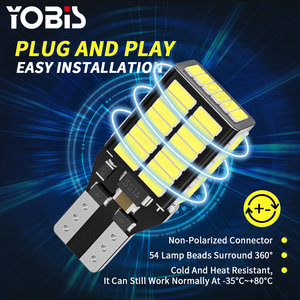 Yobis หลอดไฟ LED 921 912 12V 922 906ตัวแสดงสถานะกำลังไฟสูง T15 W6w W16w ไม่มีข้อผิดพลาด CANbus อัตโนมัติสำรองไฟรถยนต์54smd - Product Image 2