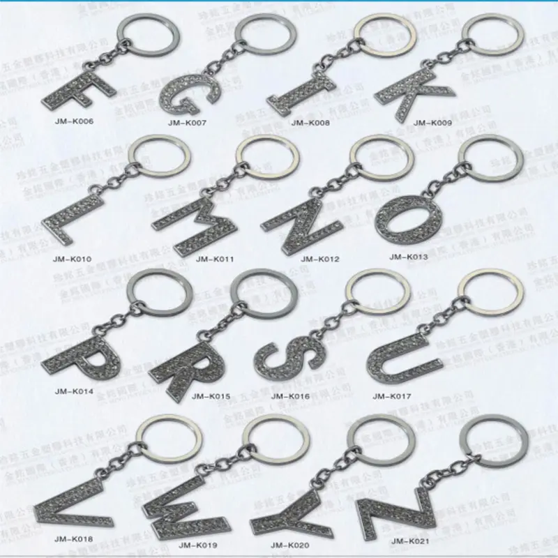 Wholesale Factory Rhinestone Slider letter charm Pendant Keychain for Car and Jewelry Necklace
