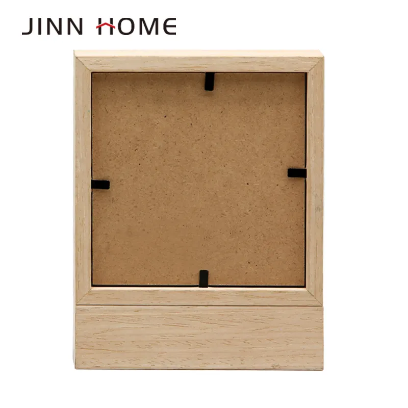 Jinnhome madera maciza 4*4 pulgadas caja de sombra 3D con borde interior azul decoración mesa marco de fotos de pie