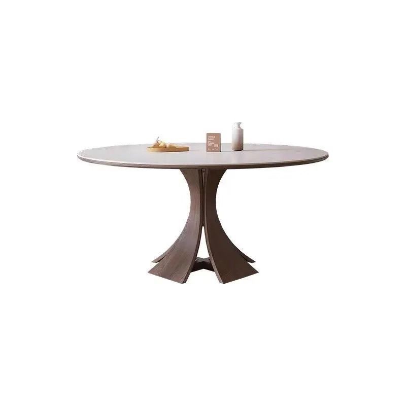 Pure white matte full-coverage porcelain slab 0.8-meter dining table