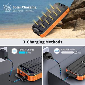 Impermeable 30000mAh qc3.0 Paquete de batería externa Tipo C Salida de entrada Dual Super Bright Flash Cargador Solar portátil banco de energía - Product Image 6