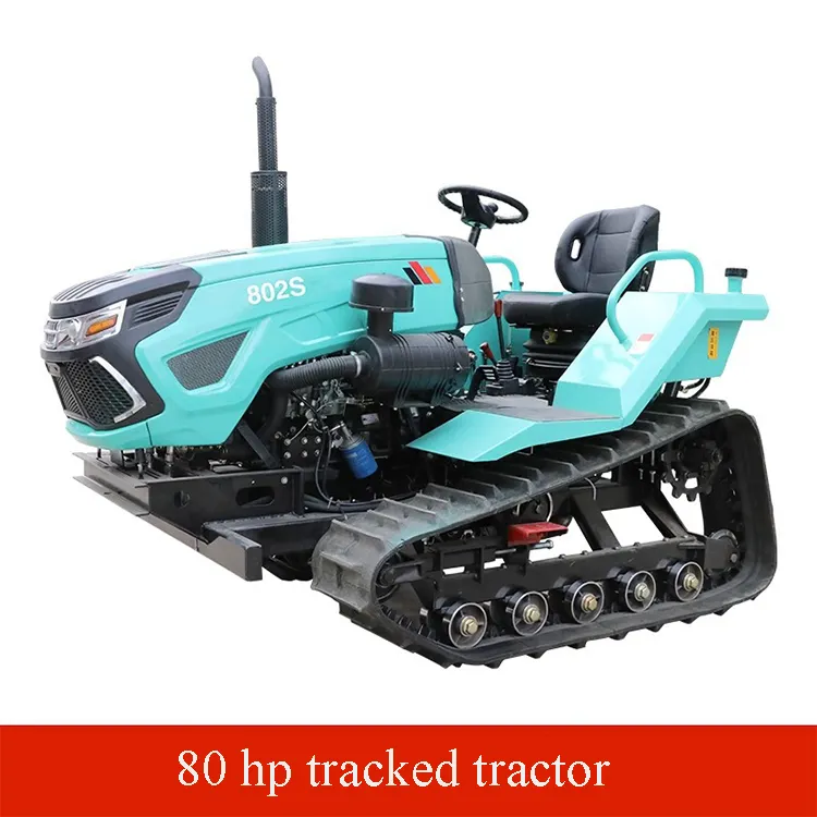 80hp mesin pertanian traktor perayap Mini tunggal traktor karet dengan traktor