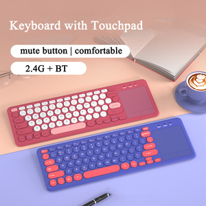 Teclado inalámbrico 2,4G con panel táctil Teclado BT colorido para Smart TV, teléfono, tableta