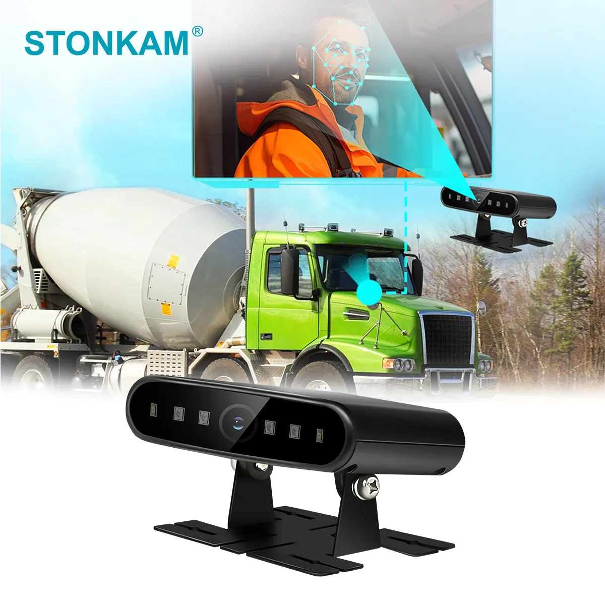نظام مراقبة لسائق السيارة STONKAM 1080P نظام مراقبة عن بعد للتنبيه والتعرف على الهوية 4G GPS واي فاي للنقل العام