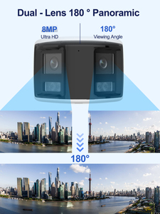 Hik OEM 8MP çift Lens panoramik kırmızı ve mavi ışık aktif caydırıcılık Ip kamera Poe IP67 iki yönlü ses renkli görüş tam Metal - Product Image 2
