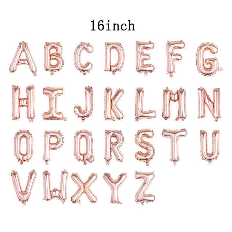 ลูกโป่งตัวอักษรสีโรสโกลด์ขนาด16นิ้ว