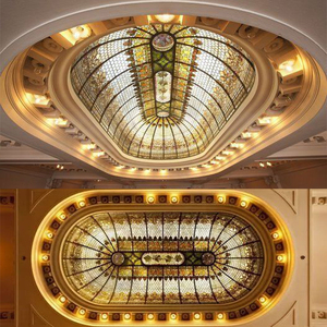 กระจกสีทิฟฟานี่ Atrium Skylight ตกแต่งมือตัดเหนือศีรษะเรียงรายด้วยตะกั่วโดมกระจกสีแฮนด์เมดโดมกระจกสี - Product Image 5