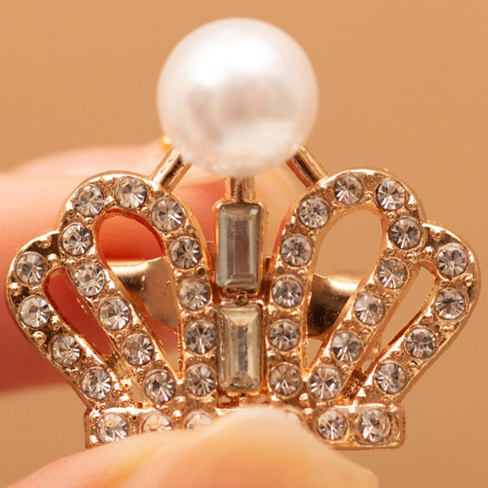 XP004 Golden Crown with Faux Pearls and Diamonds