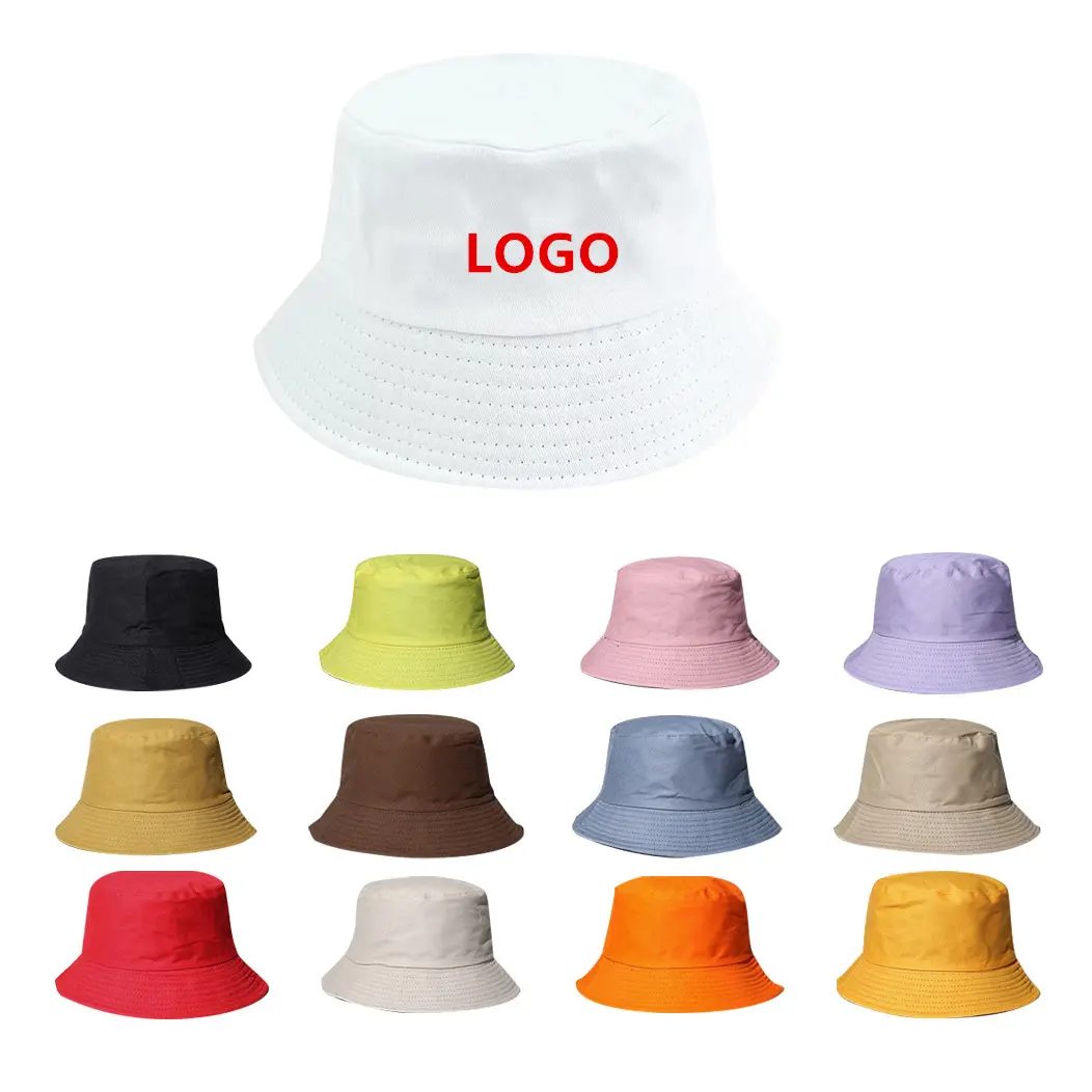 Özel logo kova şapka erkekler için unisex yüksek kalite ucuz polyester düz renk düz boş şapka nakış logosu kova şapka baskı
