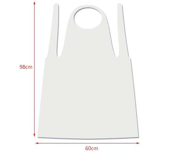 Delantal de polietileno LDPE desechable para adultos, 10 bolsas de color blanco, venta al por mayor