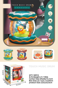 Juguete musical educativo para bebés, con luz y proyección, multifuncional, tambor inteligente táctil verde y naranja - Product Image 6