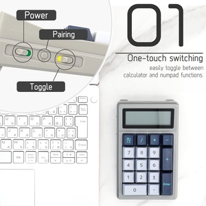 DENTEN 2 en 1 Calculadora Numpad Teclado mecánico con pantalla digital de 12 dígitos Mini teclado numérico inteligente portátil Oficina
