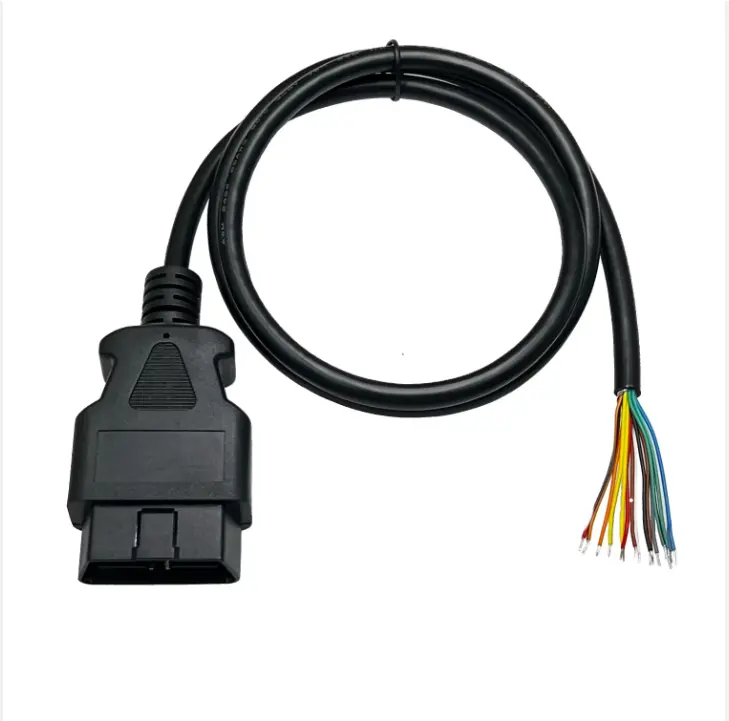 Kabel OBD 2 kustom OBDII J132 konektor laki-laki untuk kabel ekstensi diagnostik OBD kawat steker terbuka