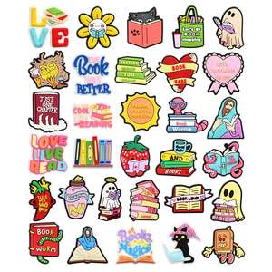 Wholesale Hot Sale Custom Logo <strong>Bookish</strong> Style PVC Shoe Charms for Clog Shoes Charms