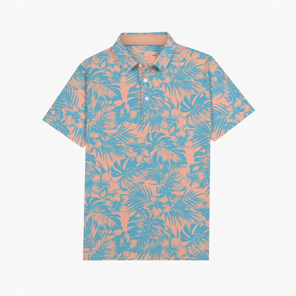 Polo de golf sublimado Oasis Tropical de moda Camisas antimicrobianas para jugar al golf