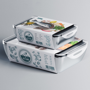 カスタム印刷されたリサイクル紙段ボールラップラベルの周りの準備食事食品ボックス包装スリーブボウル容器用