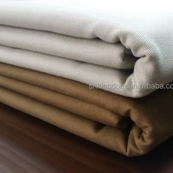 Algodão sarja calças tecido 240gsm 100% algodão carbono pêssego acabamento macio