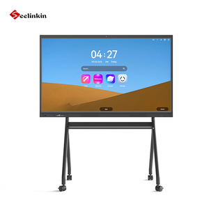 55 इंच स्मार्ट टच एलसीडी स्क्रीन मॉनिटर रोलिंग व्हील स्टैंड बोर्ड रिमोट विडीयो कॉन्फ्रेंस इंटरैक्टिव व्हाइटबोर्ड - Product Image 2