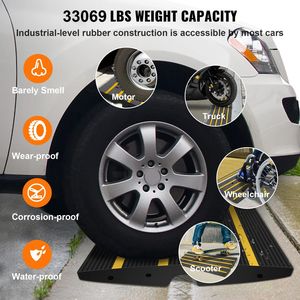 DB VEVOR ağır 15T kablo kapağı curresmi köprü 2 paket 2.6 \ "yükselme yüksekliği kauçuk Driveway frenlemek rampa kaldırım park bordürleri - Product Image 4