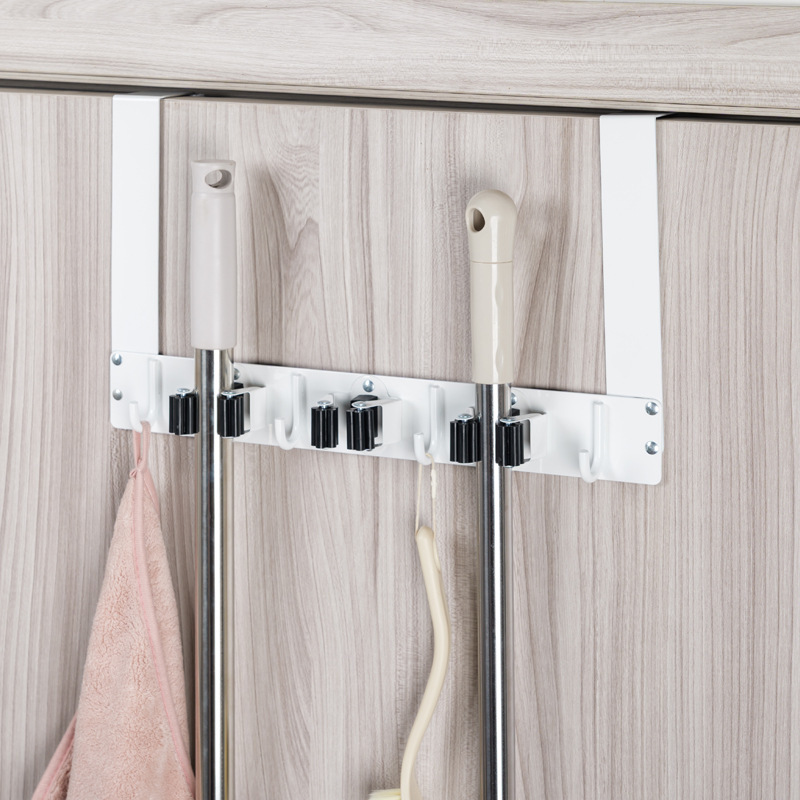 White 3-clip 4-hook-hole free door-hanging type