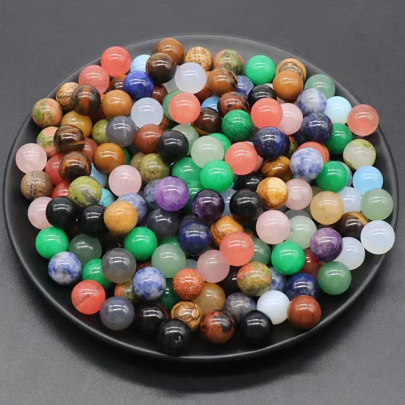 Bolas de piedras preciosas curativas de Reiki, Mini esfera de cristal de amatista de cuarzo rosa sin agujero, cuentas de cristal, precio barato, venta al por mayor