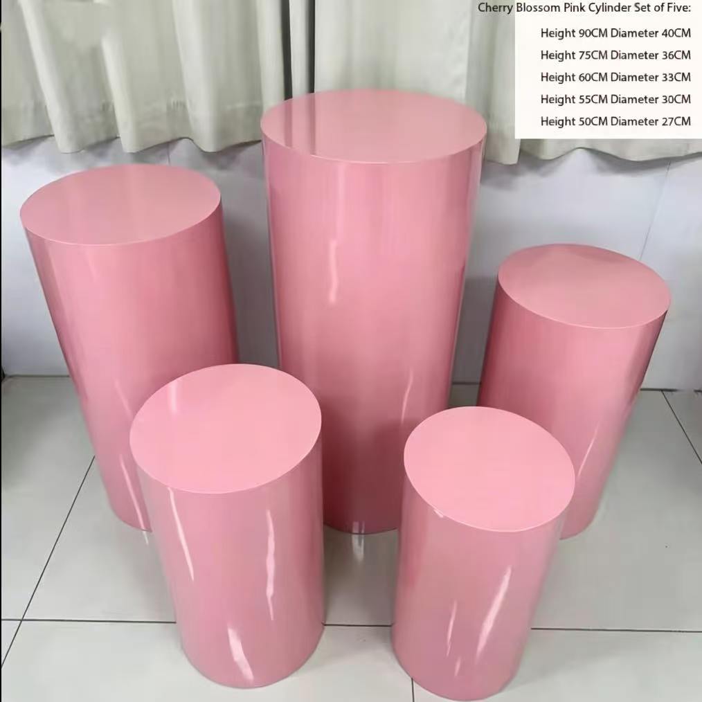 Ensemble de table à dessert cylindrique rose, lot de cinq.