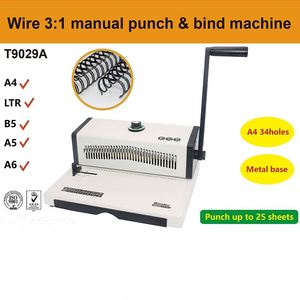 T90a4 A4 demir tel 3:1 34 delikli elektrik güç kaynağı ile ciltleme makinesi - Product Image 3