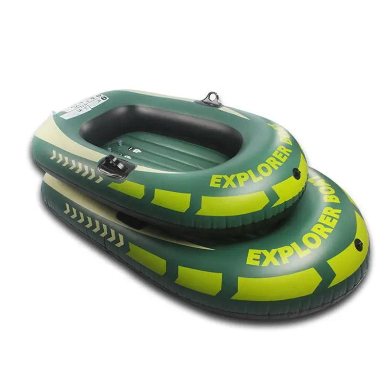 Barco de pesca inflable plegable de PVC, adulto para 1 y 1 niño Canoa Kayak, Color verde