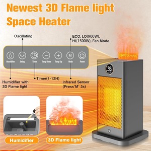 卸売1500W PTC2s急速加熱電気スペースヒーター屋内用センサー加湿器3D火炎効果振動 - Product Image 2