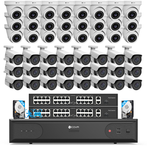 64 Channel Security <strong>Camera</strong> System PoE Human/Vehicle Detection 24 Dome 24 Bullet 8MP Commercial IP <strong>Camera</strong> With16TB HDD - Product Image 1