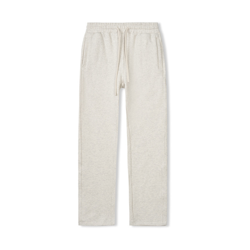 Pantalon gris clair à fleurs, coupe droite