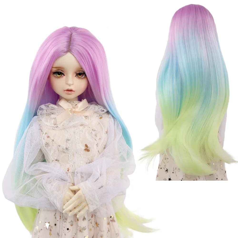 Bambola per capelli lunghi ricci Micro blu verde viola stile stella Pop per ragazze giocattolo per capelli sintetici per bambini